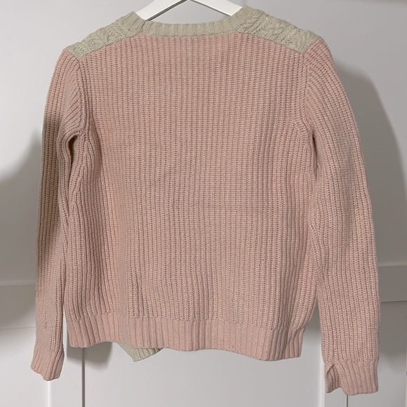 BCBGMaxAzria women asymmetrical Alpaca Blend Sweater XXS Pink Beige Crew Neck - Picture 3 of 4